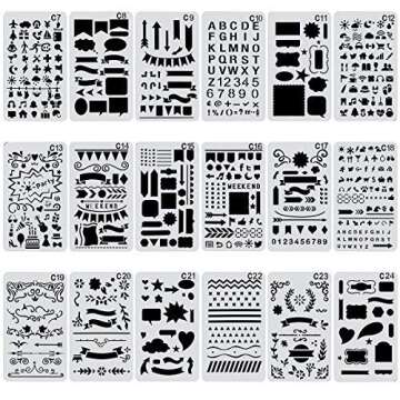 Biubee 36 Pcs Plastic Stencils Over 1500 Different Patterns - 4" x 7" Plastic Planner Stencils Drawing Templates Set for Notebook, Diary, DIY Scrapbook