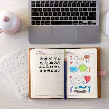 Biubee 36 Pcs Plastic Stencils Over 1500 Different Patterns - 4" x 7" Plastic Planner Stencils Drawing Templates Set for Notebook, Diary, DIY Scrapbook