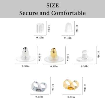 Nkwuire 7 Styles 500PCS Earring Backs for Studs, Clear Plastic Hypoallergenic Metal Rubber Silicone ...