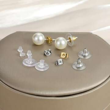 Nkwuire 7 Styles 500PCS Earring Backs for Studs, Clear Plastic Hypoallergenic Metal Rubber Silicone Earring Backs Bullet Clutch Stoppers Replacement Kits for Fish Hook Earring Studs Hoops