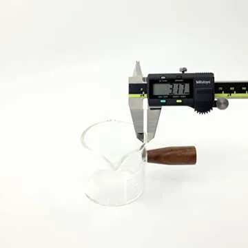 Set of 2 Handmade Espresso Shot Glass Double Spouts 3.5oz with American Walnut Handle, 2packs Espresso Measuring Cup, Double Spout Glass Measuring Cup, Milk Frothing Pitcher