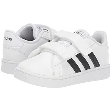 adidas Baby Grand Court Sneaker, Black/White, 6K M US Toddler