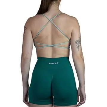 AUROLA Earth Workout Sports Bras Women Athletic Removable Padded Backless Strappy Criss Cross Light Support Gym Fitness Yoga Crop Bra