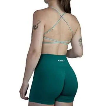 AUROLA Earth Workout Sports Bras Women Athletic Removable Padded Backless Strappy Criss Cross Light Support Gym Fitness Yoga Crop Bra