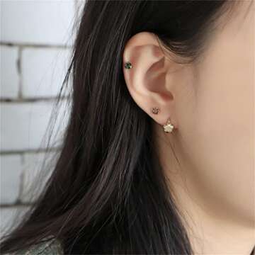 Cute Brushed Flower Hoop Earrings for Women Teens 925 Sterling Silver Hypoallergenic Small Huggie Ho...