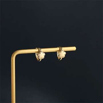 Cute Brushed Flower Hoop Earrings in Sterling Silver