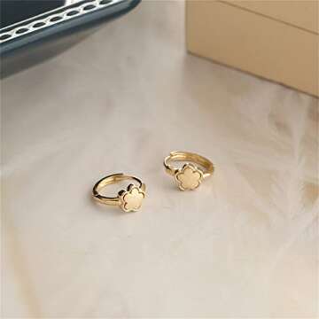 Cute Brushed Flower Hoop Earrings in Sterling Silver