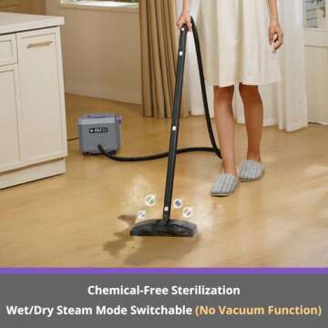 awasky Steam Cleaner: Fast 50-Sec Heat-Up Refill Anytime-No Cooling-Detachable Hose Multi Portable Handheld Steamer Mop for Home Car Upholstery Bed Furniture Bathroom Tile Grout Floor Cleaning Grey