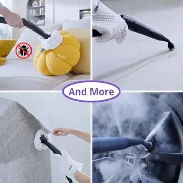 awasky Steam Cleaner: Fast 50-Sec Heat-Up Refill Anytime-No Cooling-Detachable Hose Multi Portable Handheld Steamer Mop for Home Car Upholstery Bed Furniture Bathroom Tile Grout Floor Cleaning Grey