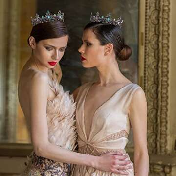 DZRYBNXF Baroque Queen Crystal Crown Bridal Tiaras and Crowns for Women, Crystal Crown Vintage Princ...