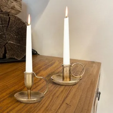 Vintage Iron Taper Candle Holder Set of 2