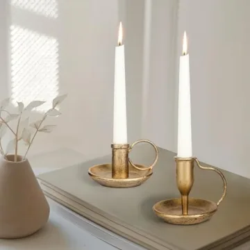 Vintage Iron Taper Candle Holder Set of 2