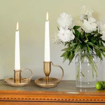 Vintage Iron Taper Candle Holder Set of 2