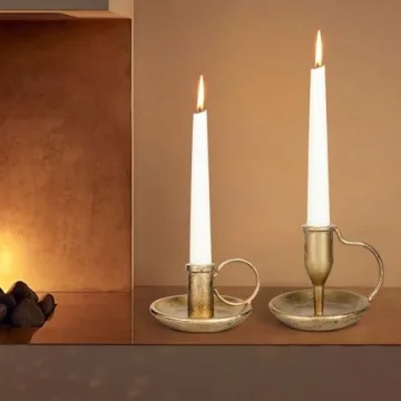 Vintage Iron Taper Candle Holder Set of 2