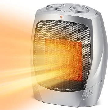 Portable Electric Space Heater, 1500W/750W Oscillating Ceramic Heater with Thermostat, Heat Up 200 s...