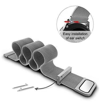 HEBIMEN Nylon Watch Bands Compatible with Galaxy Watch 46mm/Gear S3 Classic/Frontier/Huawei Watch 2Classic/GT/GT 2/Fossil Gen 5 Quick Release Replacement Sports Straps Silver 22mm