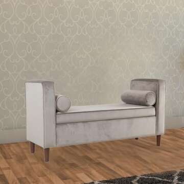 Homepop Home Decor | Upholstered Modern Storage Ottoman Bench with Pillows | Ottoman Bench with Stor...