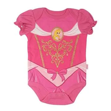 Disney Princess Ariel Cinderella Aurora Baby Girls Bodysuits and Headband Newborn to Infant
