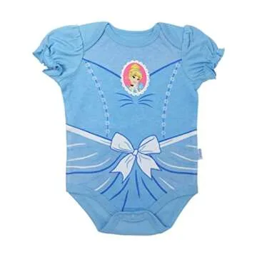 Disney Princess Ariel Cinderella Aurora Baby Girls Bodysuits and Headband Newborn to Infant