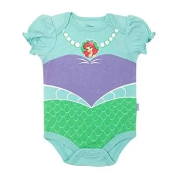 Disney Princess Ariel Cinderella Aurora Baby Girls Bodysuits and Headband Newborn to Infant