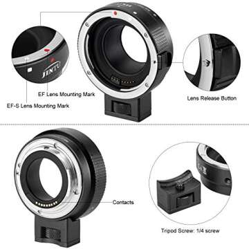 JINTU EF-EOS M Auto-Focus AF Lens Mount Adapter Converter ring for Canon EF/EF-S Lens to Canon EOS-M (EF-M Mount) Mirrorless Camera EOS M M1 M2 M3 M5 M6 M50 M100 M200