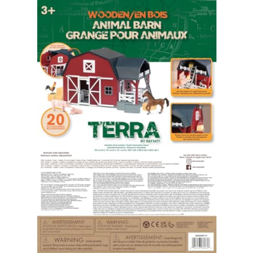 Terra By Battat 20 Pcs Wooden Animal Barn Toy Set