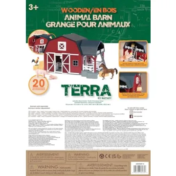 Terra By Battat 20 Pcs Wooden Animal Barn Toy Set