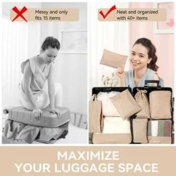 Ultralight Packing Bags for Suitcases, XL Packing Cubes for Carry On, Travel Bags as Essentials & Accessories, Machine Washable Luggage Organizer Bags Set, URCYLA Travel Cubes for Packing Women & Men