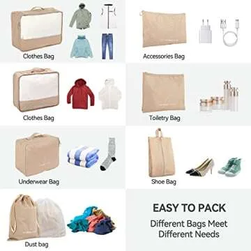 Ultralight Packing Bags for Suitcases, XL Packing Cubes for Carry On, Travel Bags as Essentials & Accessories, Machine Washable Luggage Organizer Bags Set, URCYLA Travel Cubes for Packing Women & Men
