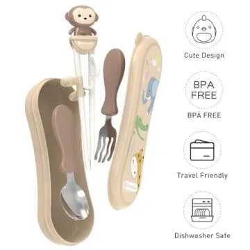 Goryeo Baby Toddler Utensils Stainless Steel Kids Silverware Set with Kids Training Chopsticks and B...