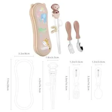 Goryeo Baby Toddler Utensils Stainless Steel Kids Silverware Set with Kids Training Chopsticks and Baby Spoon and Fork for Self Feeding Learning with Case