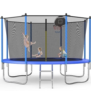 10FT Trampoline with Safety Net and Basketball Hoop - Outdoor Fun for Kids