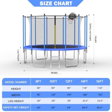 10FT Trampoline with Safety Net and Basketball Hoop