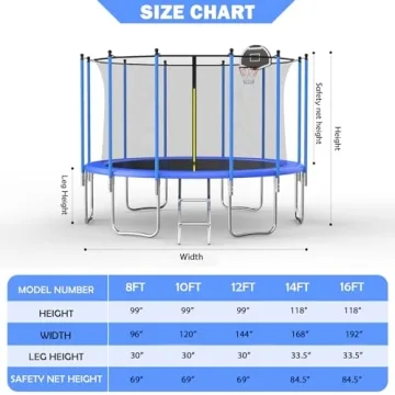 10FT Trampoline with Safety Net and Basketball Hoop