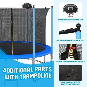 10FT Trampoline with Safety Net and Basketball Hoop