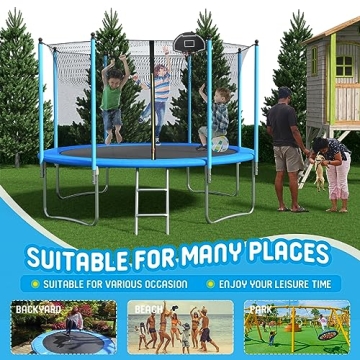 10FT Trampoline with Safety Net and Basketball Hoop