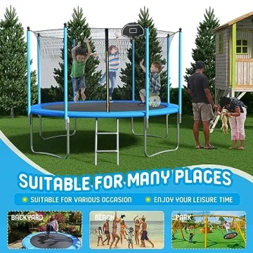 10FT Trampoline with Safety Net and Basketball Hoop