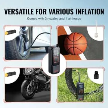 VEVOR Electric Bike Pump, 150PSI Tire Inflator Portable Air Compressor with Auto Shut-Off and LCD Screen, Electric Air Pump with Presta Schrader Valve for Motorcycle Bike Car Ball, 4000mAh