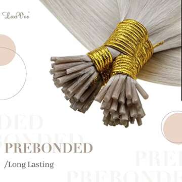 LAAVOO I Tips Human Hair Blonde Pre Bonded I Tip Extensions Platinum Blonde I Tip Hair Extensions Remy Human Hair Straight Stick Tip Extensions Human Hair Blonde 50g 1g/s 18”