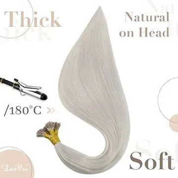 LAAVOO I Tips Human Hair Blonde Pre Bonded I Tip Extensions Platinum Blonde I Tip Hair Extensions Remy Human Hair Straight Stick Tip Extensions Human Hair Blonde 50g 1g/s 18”