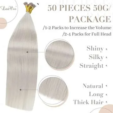 LAAVOO I Tips Human Hair Blonde Pre Bonded I Tip Extensions Platinum Blonde I Tip Hair Extensions Remy Human Hair Straight Stick Tip Extensions Human Hair Blonde 50g 1g/s 18”