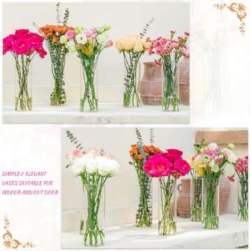 Elegant 7pcs Glass Cylinder Vases for Centerpieces