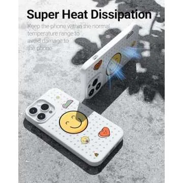 Pinit Personalized DIY Case for iPhone 14 Pro Max with 6 Pins/Charms in This Bundle, Heat-Dissipation, [Military-Grade Protection], Special Patterns & Stylish Cell Phone Cases - White, 7 in 1