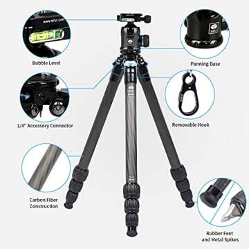SIRUI AM-254 Carbon Fiber Tripod Kit with K20X Ball Head - Lightweight & Durable Travel Tripod