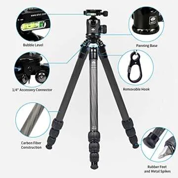 SIRUI AM-254 Carbon Fiber Tripod Kit with K20X Ball Head - Lightweight & Durable Travel Tripod