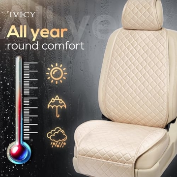 IVICY Suede Car Seat Cover - Non-Slip, Universal Fit, Beige