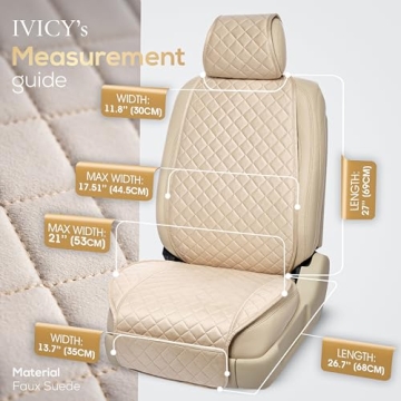 IVICY Suede Car Seat Cover - Non-Slip, Universal Fit, Beige