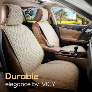 IVICY Suede Car Seat Cover - Non-Slip, Universal Fit, Beige