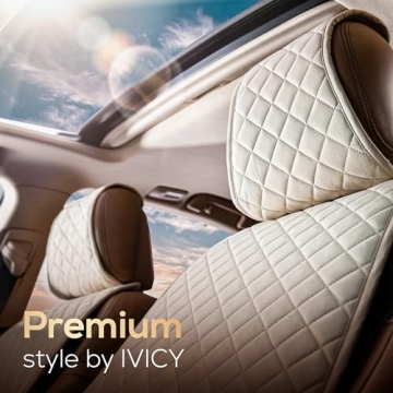IVICY Suede Car Seat Cover - Non-Slip, Universal Fit, Beige