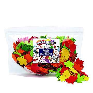 Colorations Colorful Foam Leaves, 500 Pieces, Assorted Colors & Sizes, Perfect for Arts and Crafts